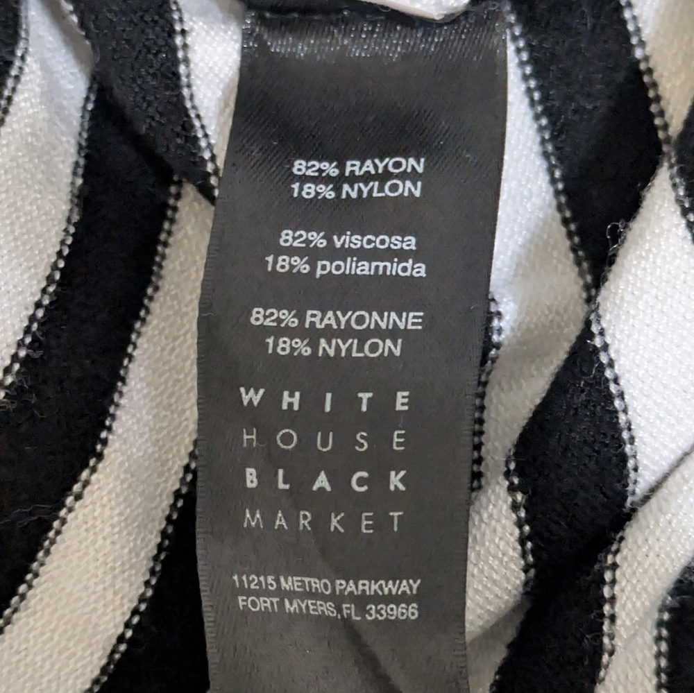 White House Black Market Striped Sweater Top Medium Short Sleeve Scoop Neckline - Picture 8 of 12